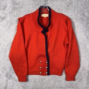 Vintage LL Bean Cardigan Womens L Pure Wool Chunky Fisherman Aran Sweater Heavy